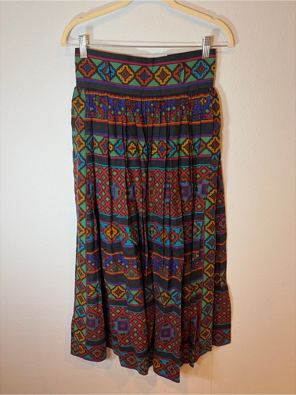 Vtg 70s Miss O by Oscar de la Renta Midi Skirt Sz 8 Geometric Southwestern Aztec